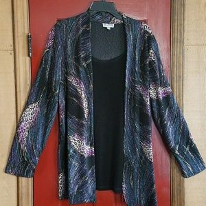 JM Collection Women layered Feather Stroke top